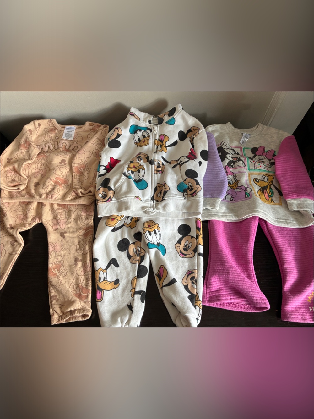 Disney Mickey & Friends Baby Girl Clothes Lot 3 Outfits Matching Sets 12M